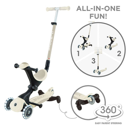 Globber - Skiro GO UP Deluxe 360°, zložljiv, svetleča kolesa - Bež