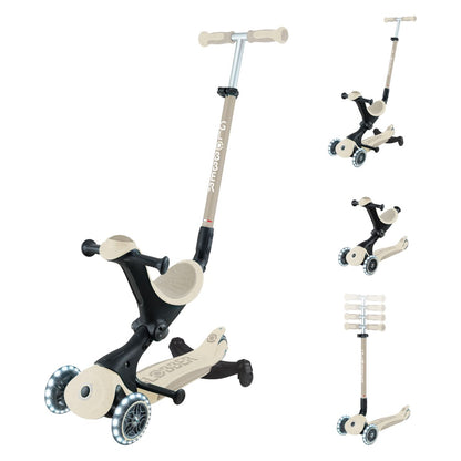 Globber - Skiro GO UP Deluxe 360°, zložljiv, svetleča kolesa - Bež