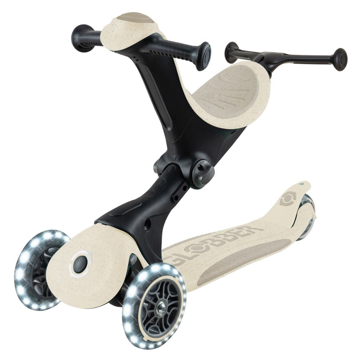 Globber - Skiro GO UP Deluxe 360°, zložljiv, svetleča kolesa - Bež