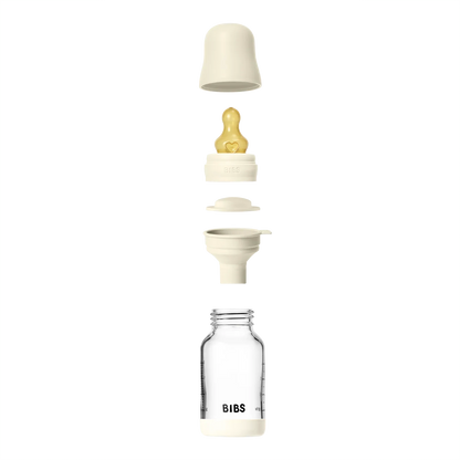 BIBS - Otroška steklena steklenička 120 ml, lateks - Ivory (počasni pretok) - 5019216 Luxbaby