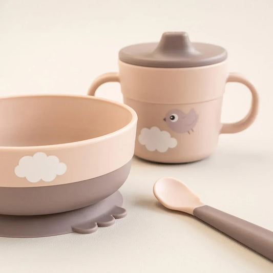 Done by Deer - Prvi jedilni set Foodie Happy clouds - Powder - DBD12298 Luxbaby