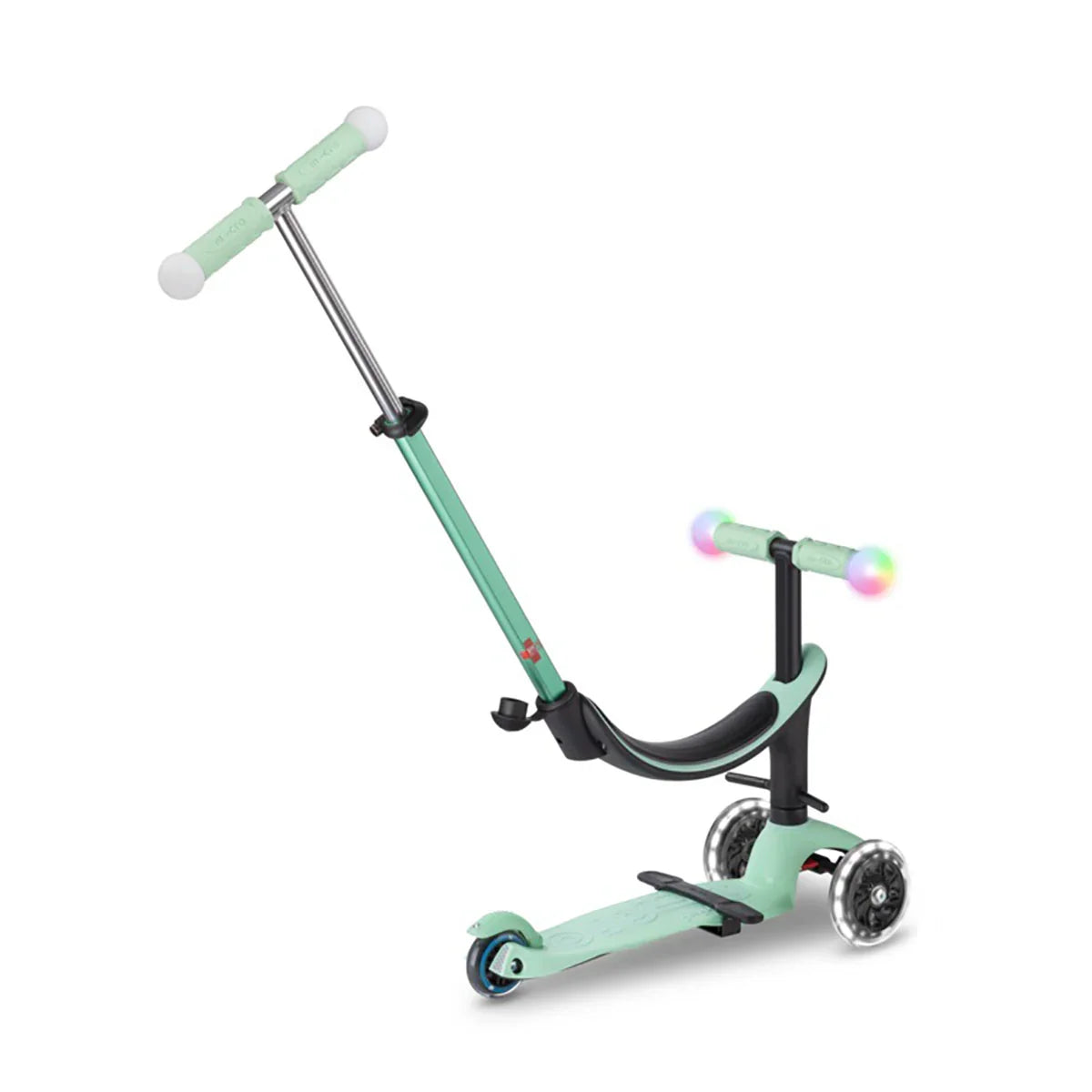 Micro - Otroški skiro Mini2Grow Deluxe Magic LED - Mint (4v1) - MMD357 Luxbaby