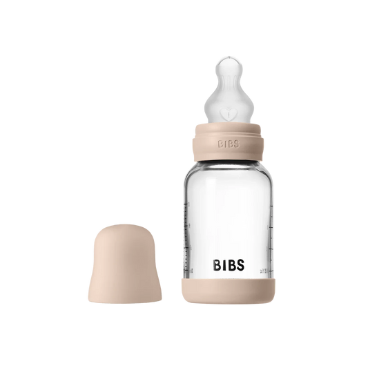 BIBS - Otroška steklena steklenička 120 ml, silikon - Blush (počasni pretok) - 50191244 Luxbaby