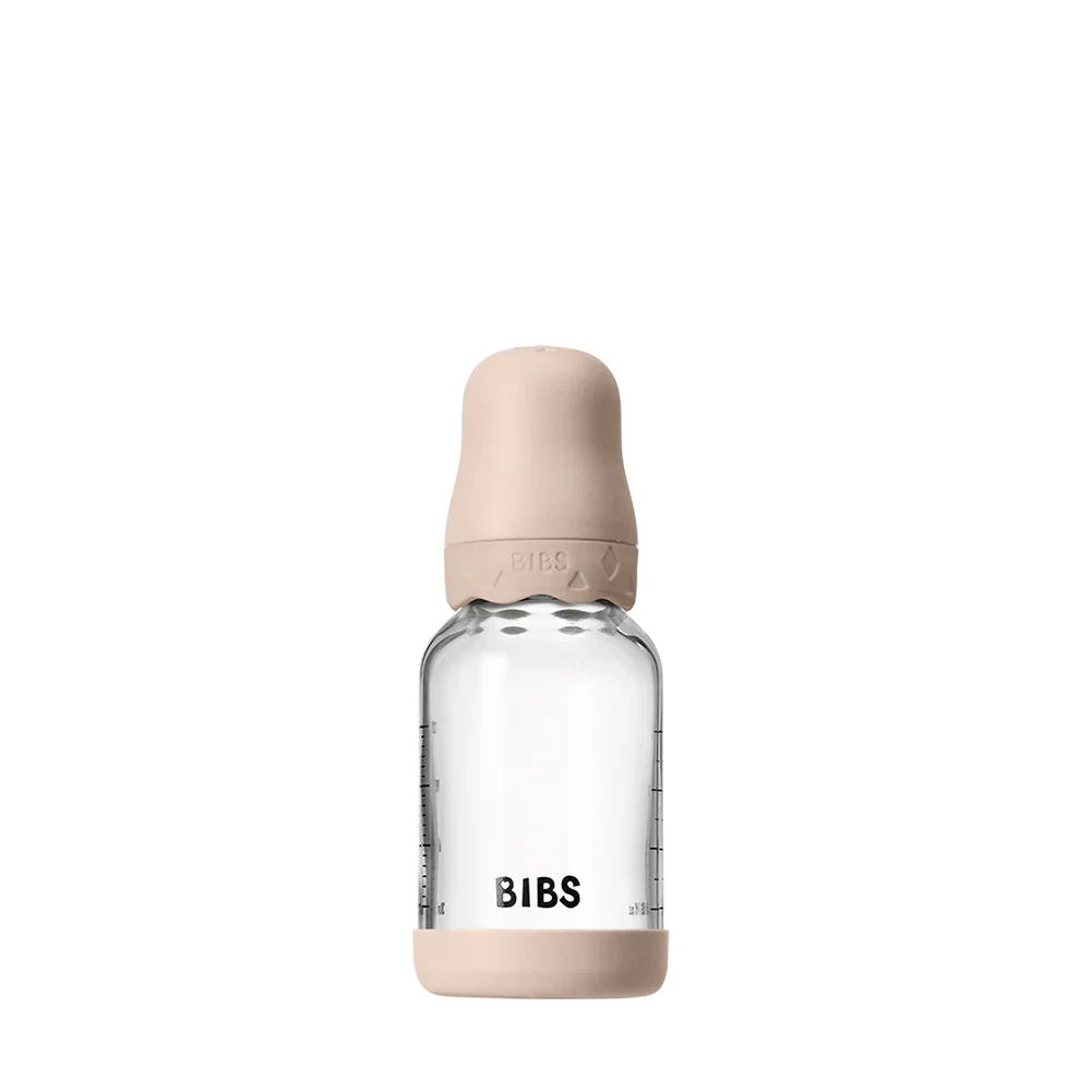 BIBS - Otroška steklena steklenička Boheme 120 ml, lateks - Blush (počasen pretok)