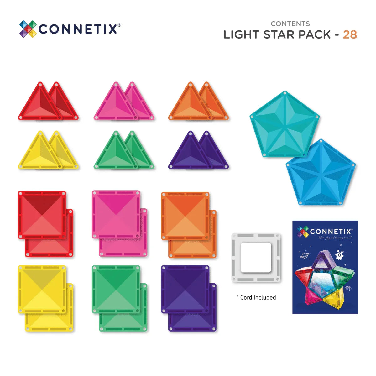 Connetix - Magnetne ploščice - Light Star (28 kosov) - CT-L-00028-ST Luxbaby