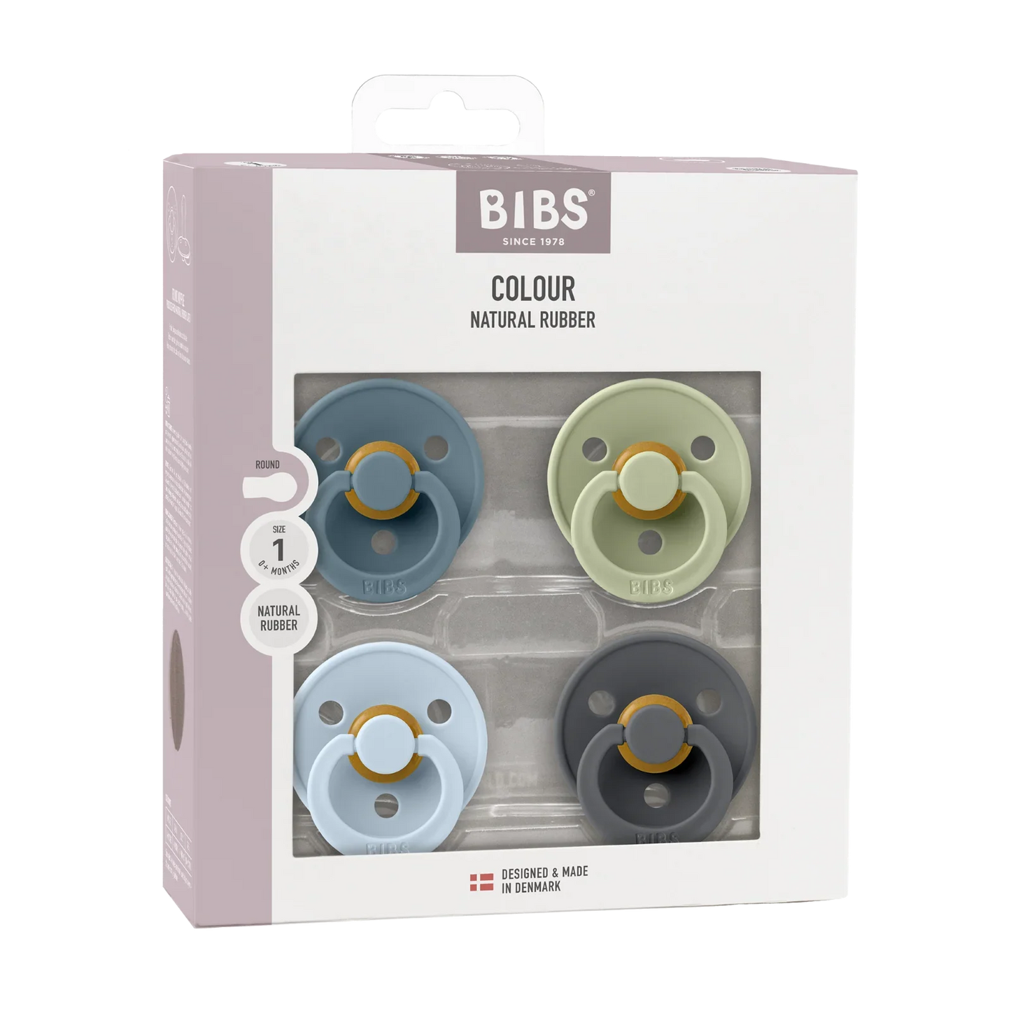 BIBS - Set od 4 okrugle Studio dude, lateks - Pin Mix Blue