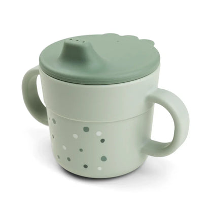 Done by Deer - Skodelica za učenje pitja Foodie Happy dots - Green - DBD12084 Luxbaby