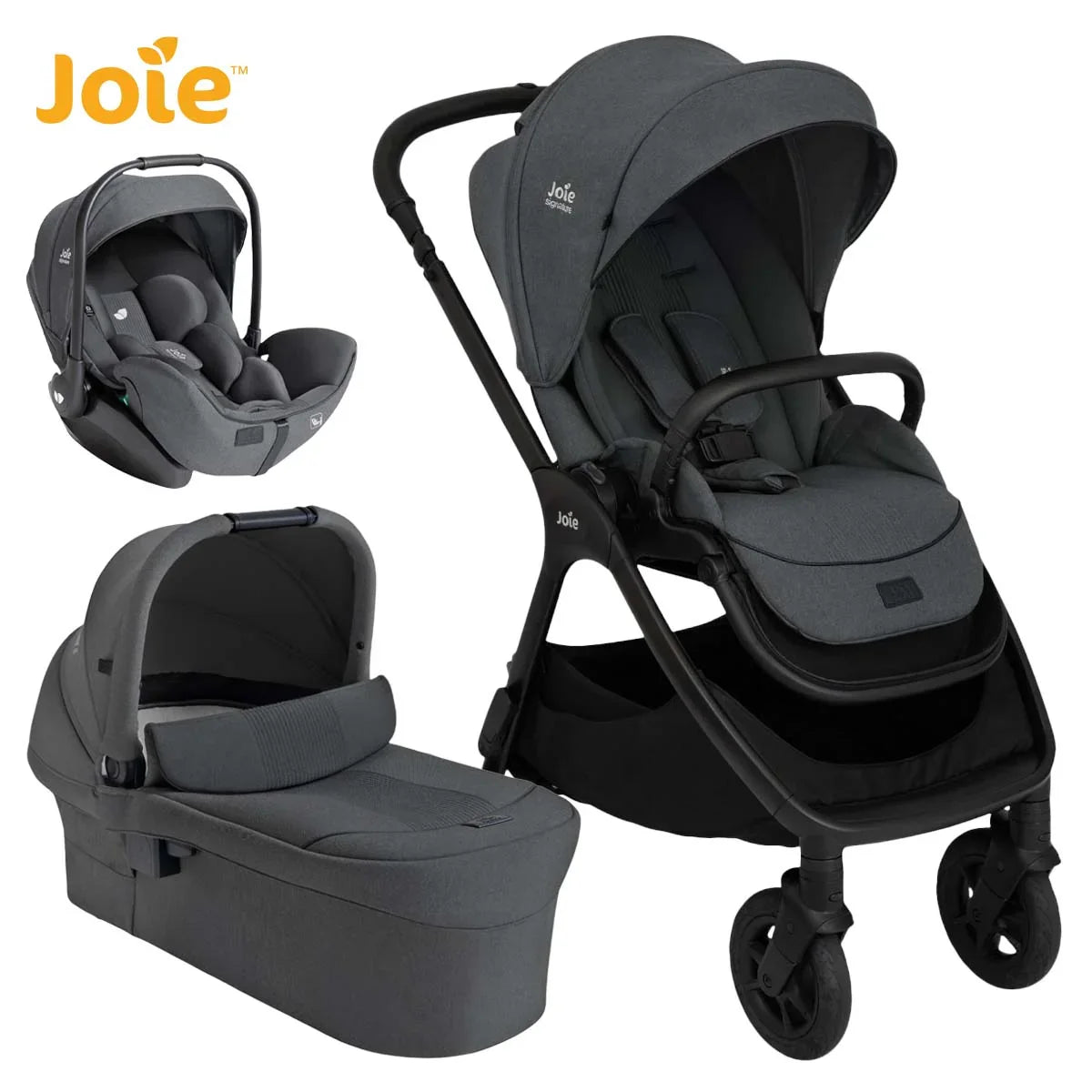 Joie - Otroški voziček Finiti™ + i-Level™ Pro - Signature Ebony (3v1) - Luxbaby