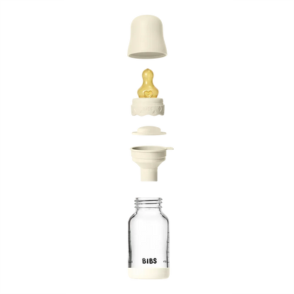 BIBS - Otroška steklena steklenička Boheme 120 ml, lateks - Ivory (počasen pretok)