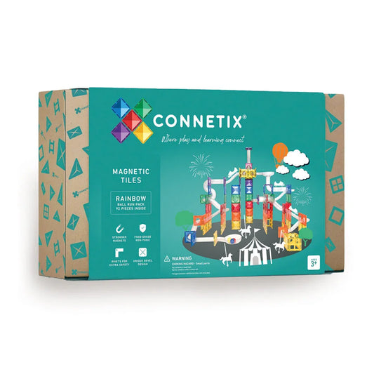 Connetix - Magnetne ploščice - Rainbow Ball Run Pack (92 kosov) - CON-EU-92BR Luxbaby