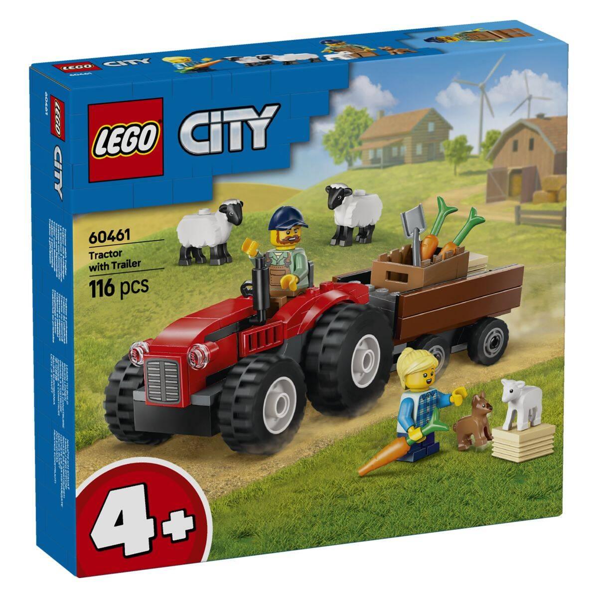 Lego City - Rdeči kmetijski traktor s prikolico in ovčka - L60461 Luxbaby