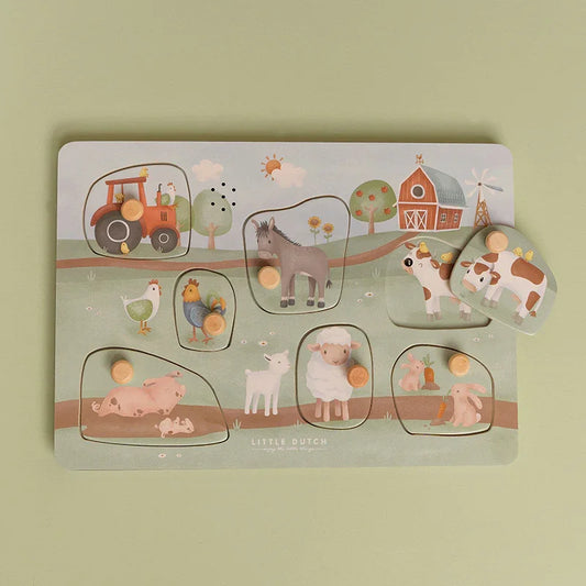 Little Dutch - Lesena zvočna sestavljanka - Little Farm - LD7140 Luxbaby