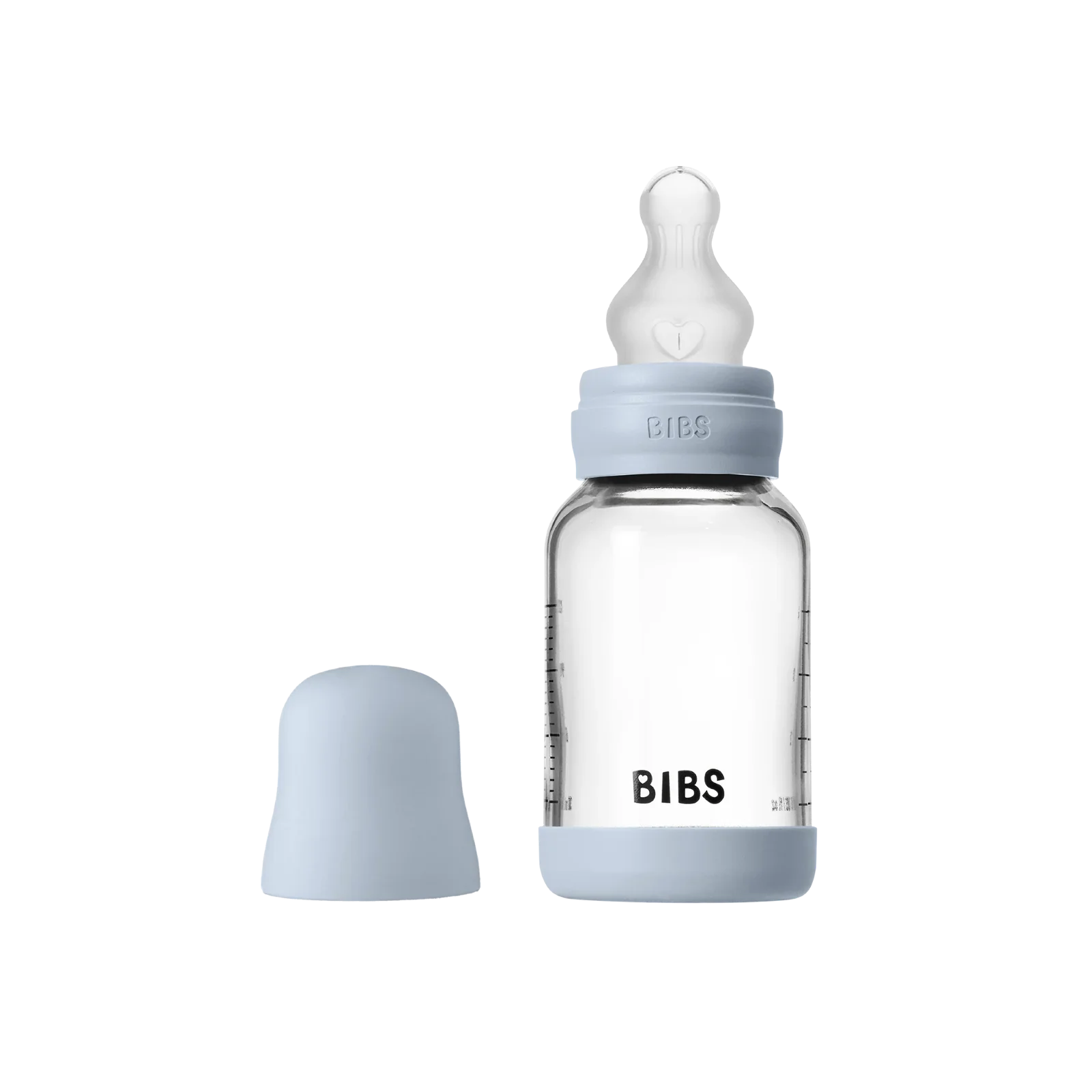 BIBS - Otroška steklena steklenička 120 ml, silikon - Baby Blue (počasni pretok) - 50191231 Luxbaby