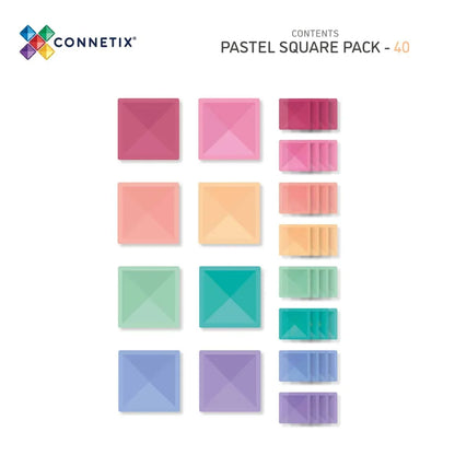 Connetix - Magnetne ploščice - Pastel Square Pack (40 kosov) - CT-P-00040-SQ Luxbaby