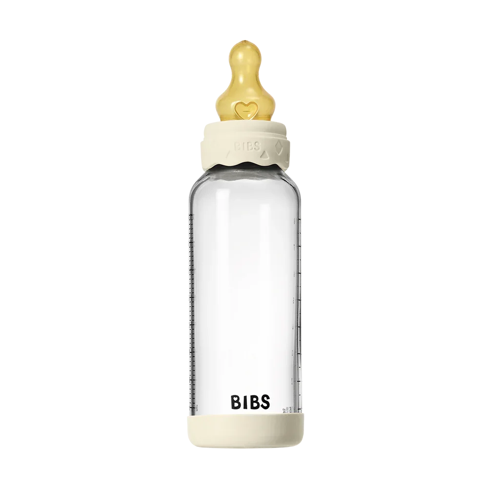 BIBS - Otroška steklena steklenička Boheme 240 ml, lateks - Ivory (srednji pretok) - 50202216 Luxbaby