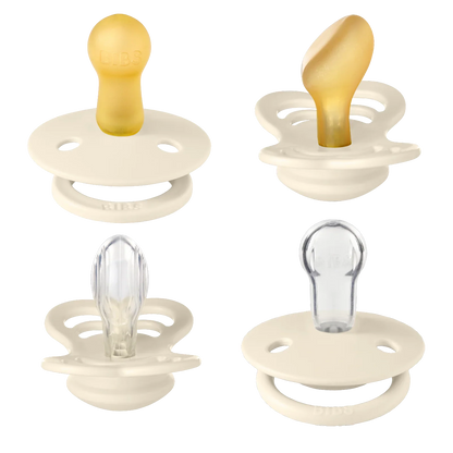 BIBS - Začetni paket 4 dudic, silikon/lateks - Ivory 6m+ (različni cuclji) - 92340 Luxbaby