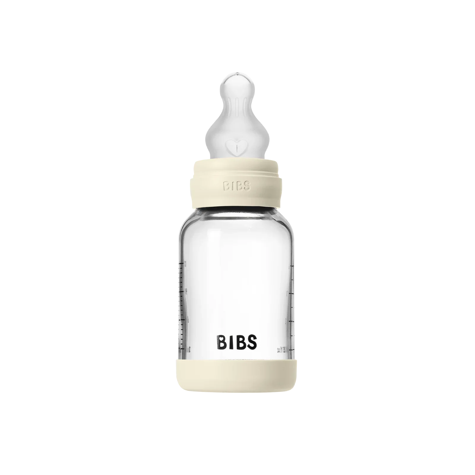 BIBS - Otroška steklena steklenička 120 ml, silikon - Ivory (počasni pretok) - 50191216 Luxbaby