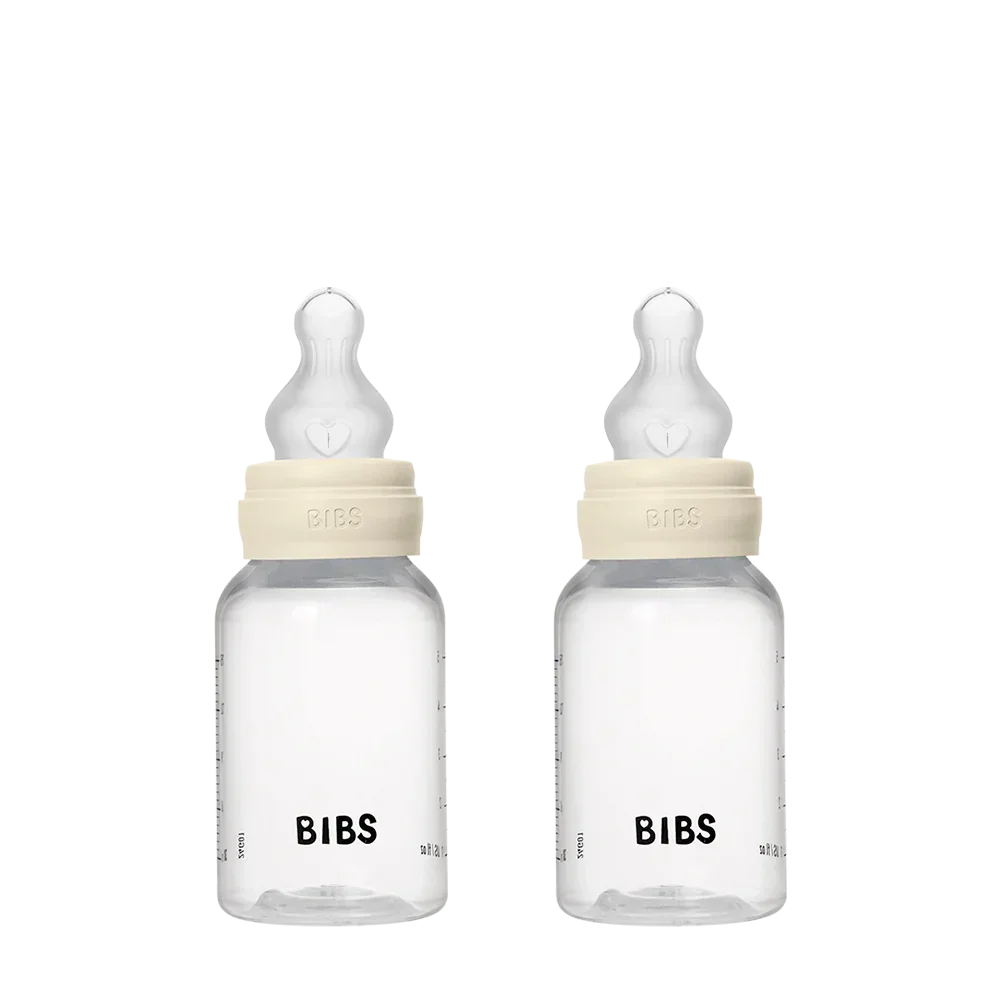 BIBS - Komplet 2 otroških stekleničk 150 ml, silikon - Ivory (počasen pretok) - 51161216 Luxbaby