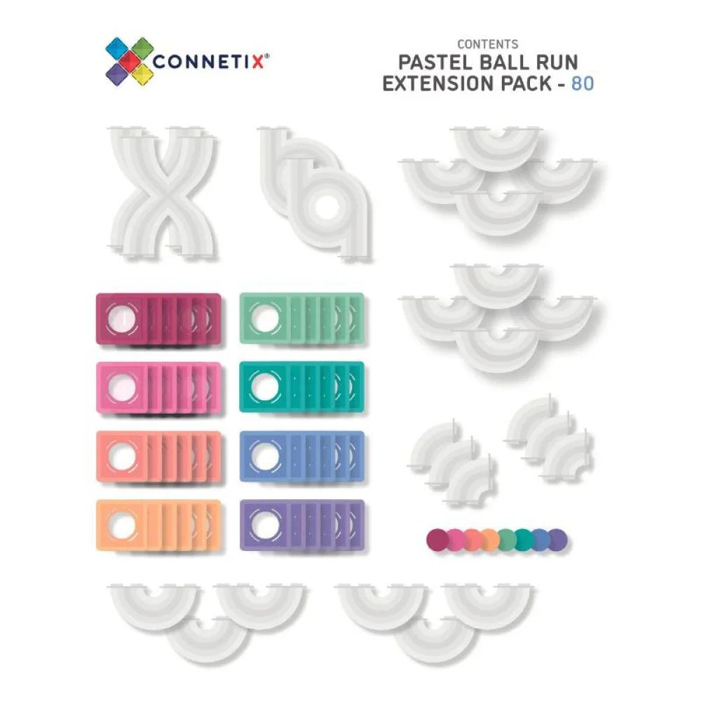 Connetix - Magnetne ploščice - Pastel Ball Run Expansion Pack (80 kosov) - CT-P-00080-BR Luxbaby