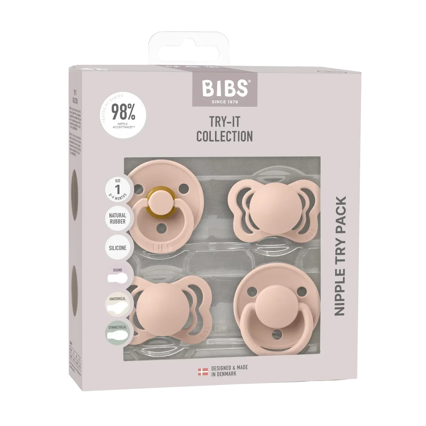 BIBS - Začetni paket 4 dudic, silikon/lateks - Blush (različni cuclji)