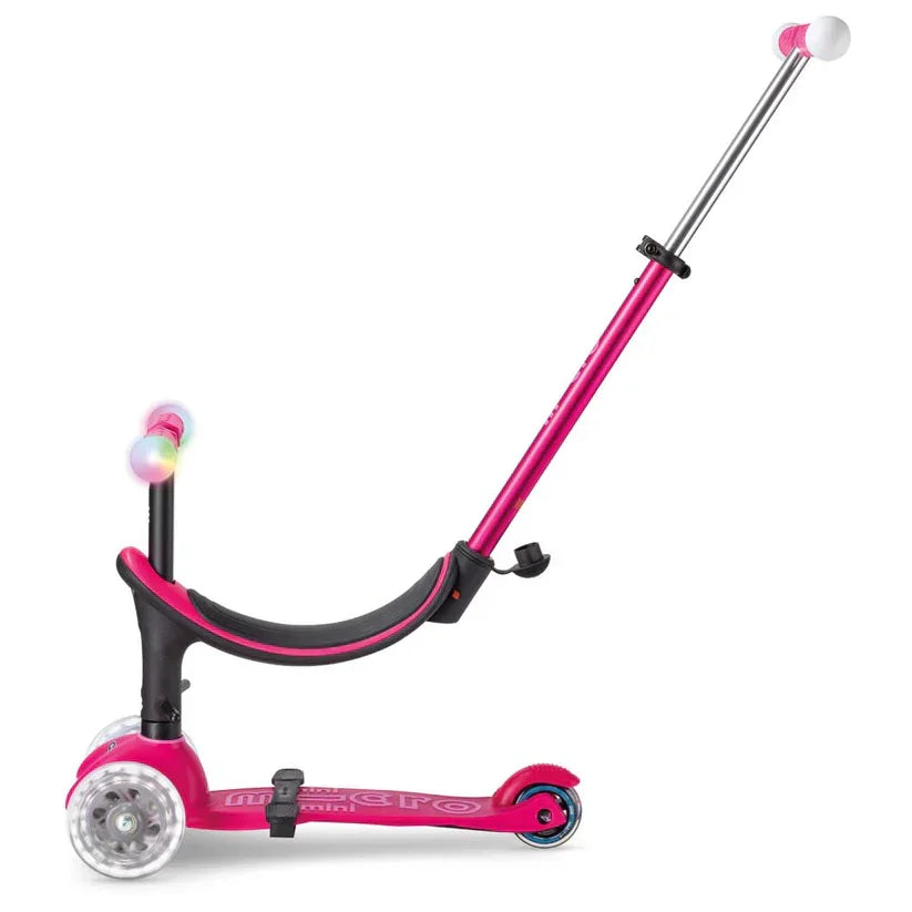 Micro - Otroški skiro Mini2Grow Deluxe Magic LED - Roza (4v1) - MMD359 Luxbaby