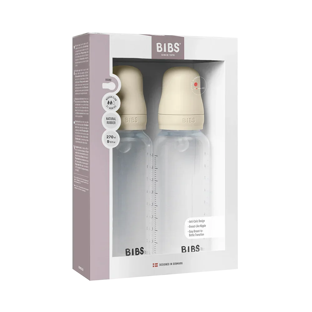 BIBS - Komplet 2 otroških stekleničk 270 ml, silikon - Ivory (srednji pretok) - 51171216 Luxbaby