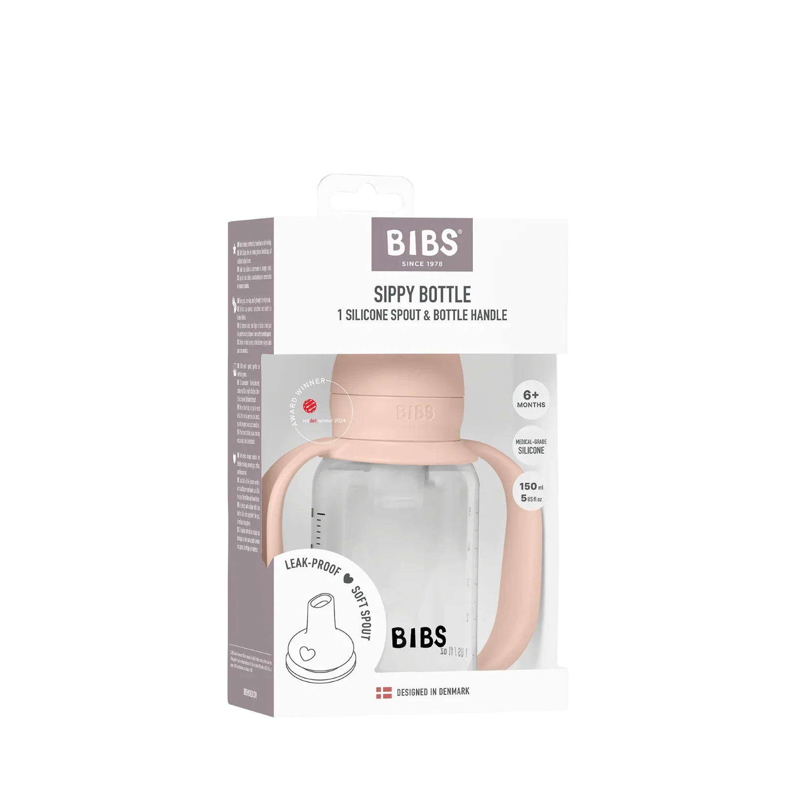 BIBS - Steklenička za učenje pitje, silikon - Blush - 50211244 Luxbaby