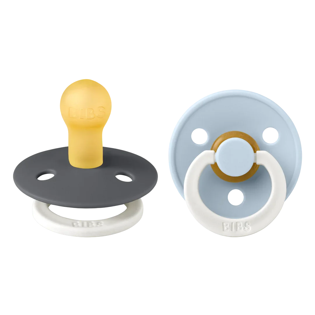 BIBS - Okrogla duda Colour nočna, lateks - Iron/Baby Blue Glow - 110266 Luxbaby