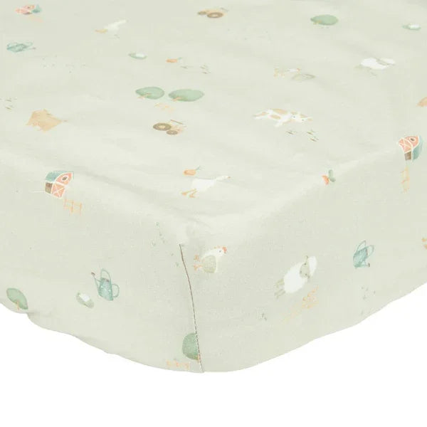Little Dutch - Otroška napenjalna rjuha muslin - Little Farm (70x140) - TE10514022 Luxbaby
