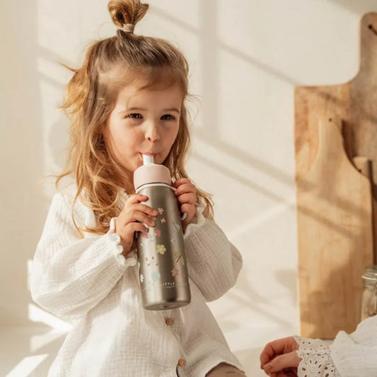 Little Dutch - Steklenička iz nerjavečega jekla flip-up - Flowers & Butterflies 350ml - 107458065243 Luxbaby