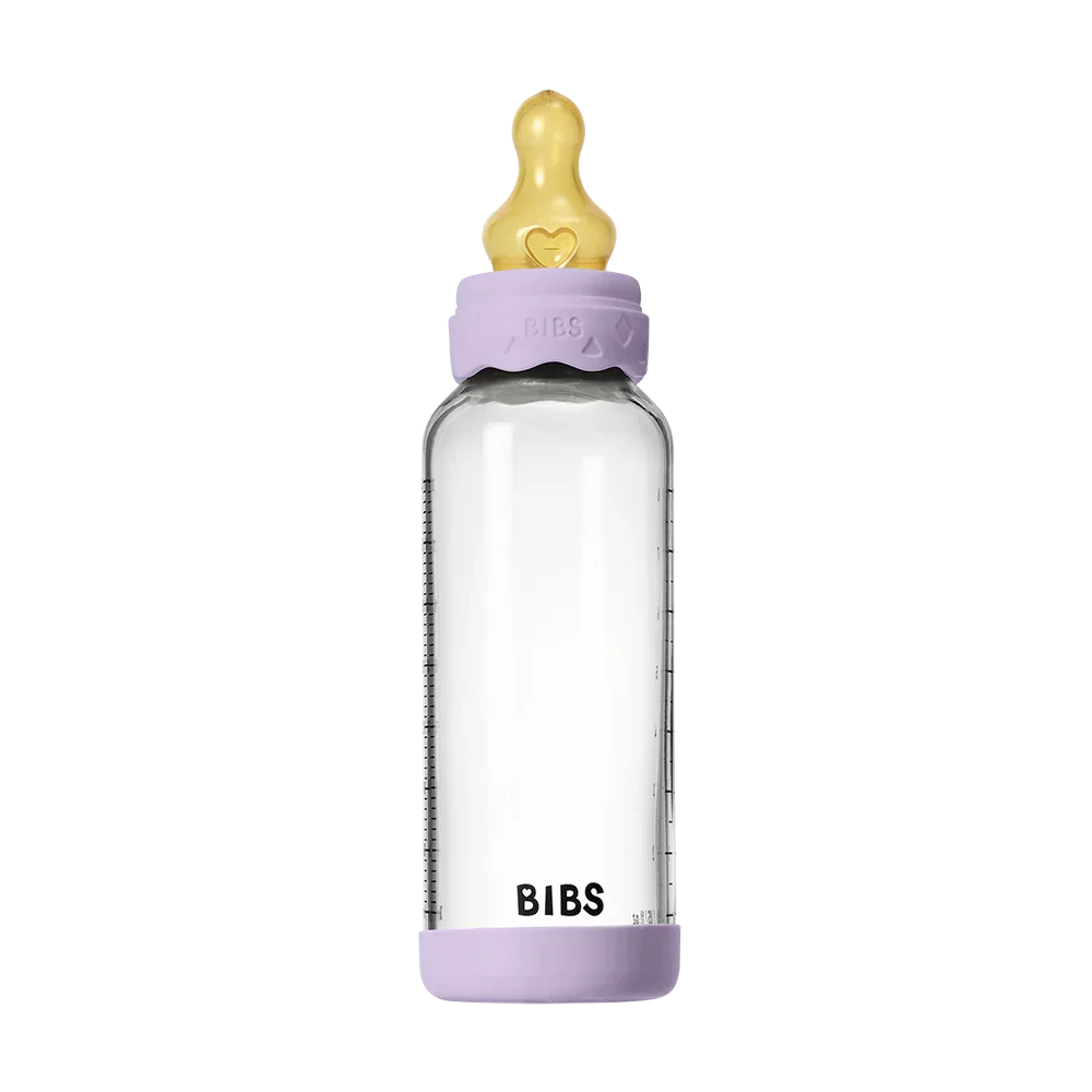 BIBS - Otroška steklena steklenička Boheme 240 ml, lateks - Violet Sky (srednji pretok) - 50202291 Luxbaby