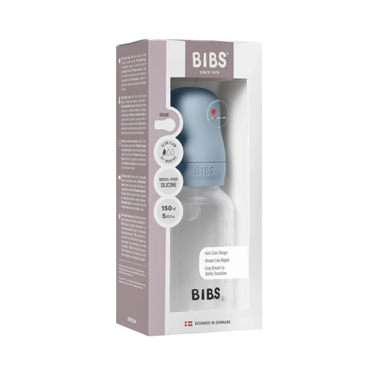 BIBS - Otroška steklenička 150 ml, silikon - Baby Blue (počasen pretok) - 50161231 Luxbaby