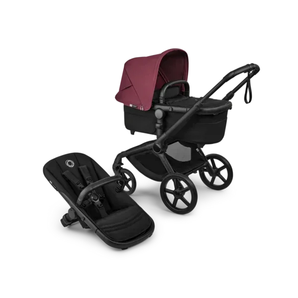 Bugaboo - Otroški voziček Fox 5 Renew Black/Heritage Black - Dark Cherry (2v1)