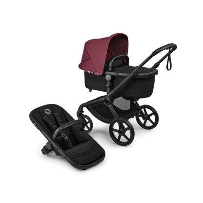 Bugaboo - Otroški voziček Fox 5 Renew Black/Heritage Black - Dark Cherry (2v1)