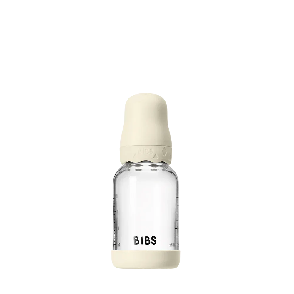 BIBS - Otroška steklena steklenička Boheme 120 ml, lateks - Ivory (počasen pretok)