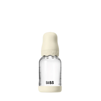 BIBS - Otroška steklena steklenička Boheme 120 ml, lateks - Ivory (počasen pretok)