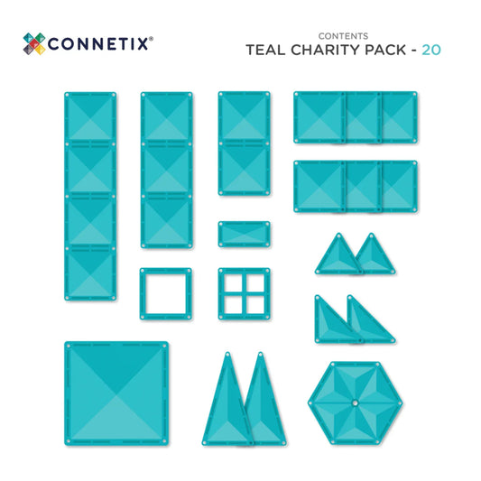 Connetix - Magnetne ploščice, dobrodelna izdaja (20 kosov) - Teal - CT-B-0020-TE Luxbaby