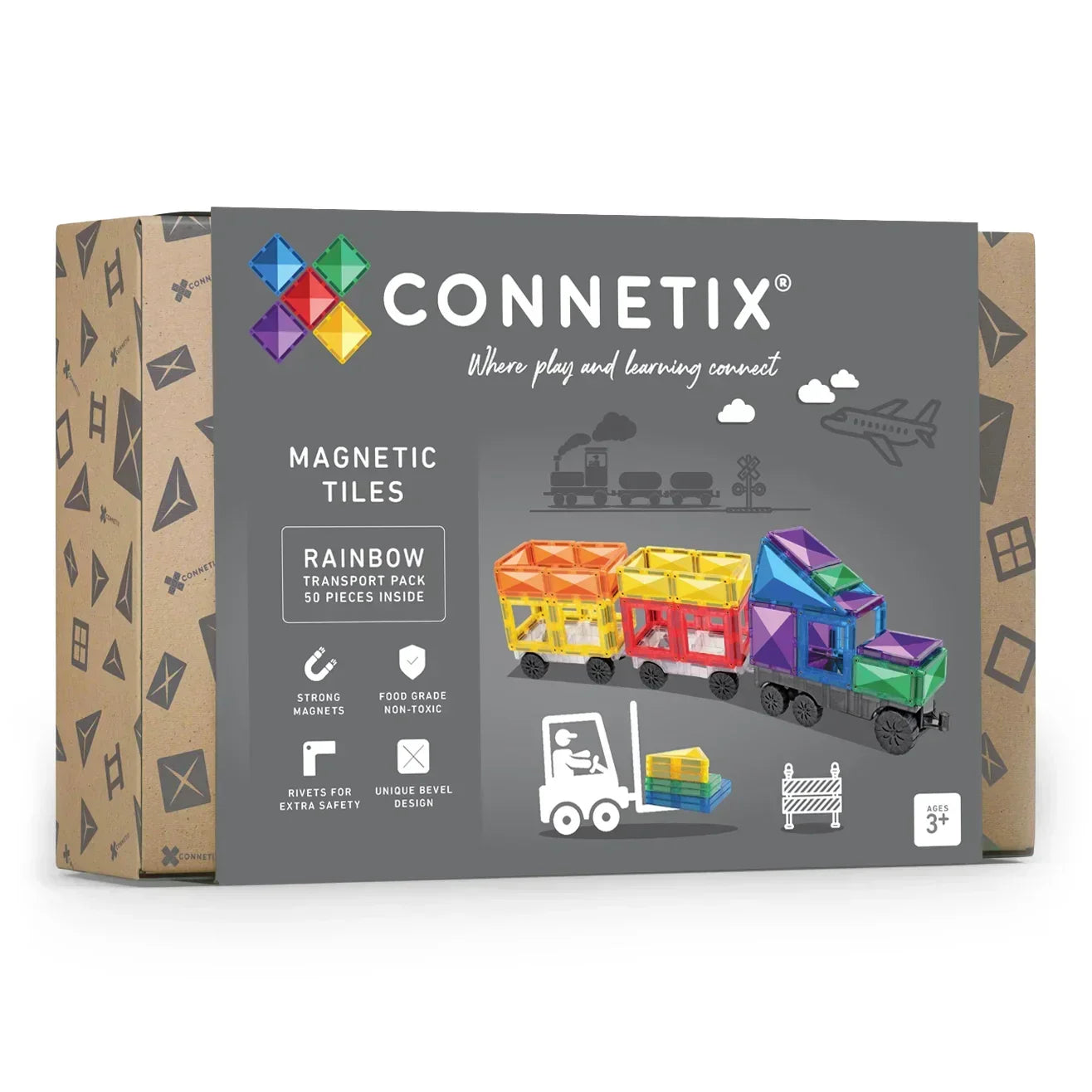 Connetix - Magnetne ploščice - Rainbow Transport Pack (50 kosov)