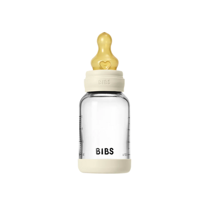 BIBS - Otroška steklena steklenička 120 ml, lateks - Ivory (počasni pretok) - 5019216 Luxbaby