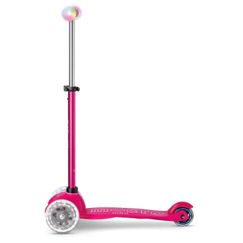 Micro - Otroški skiro Mini2Grow Deluxe Magic LED - Roza (4v1) - MMD359 Luxbaby