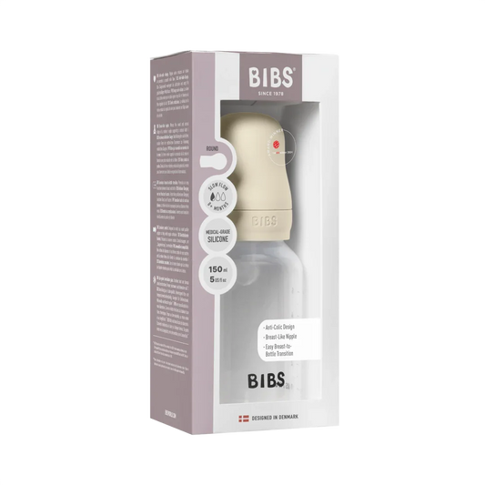 BIBS - Otroška steklenička 150 ml, silikon - Ivory (počasen pretok) - 50161216 Luxbaby