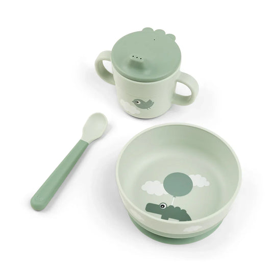 Done by Deer - Prvi jedilni set Foodie Happy clouds - Green - DBD12299 Luxbaby