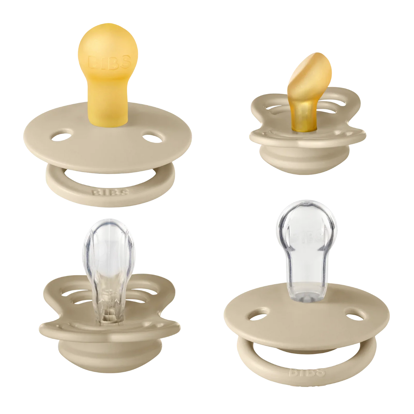 BIBS - Začetni paket 4 dudic, silikon/lateks - Vanilla (različni cuclji) - 91344 Luxbaby