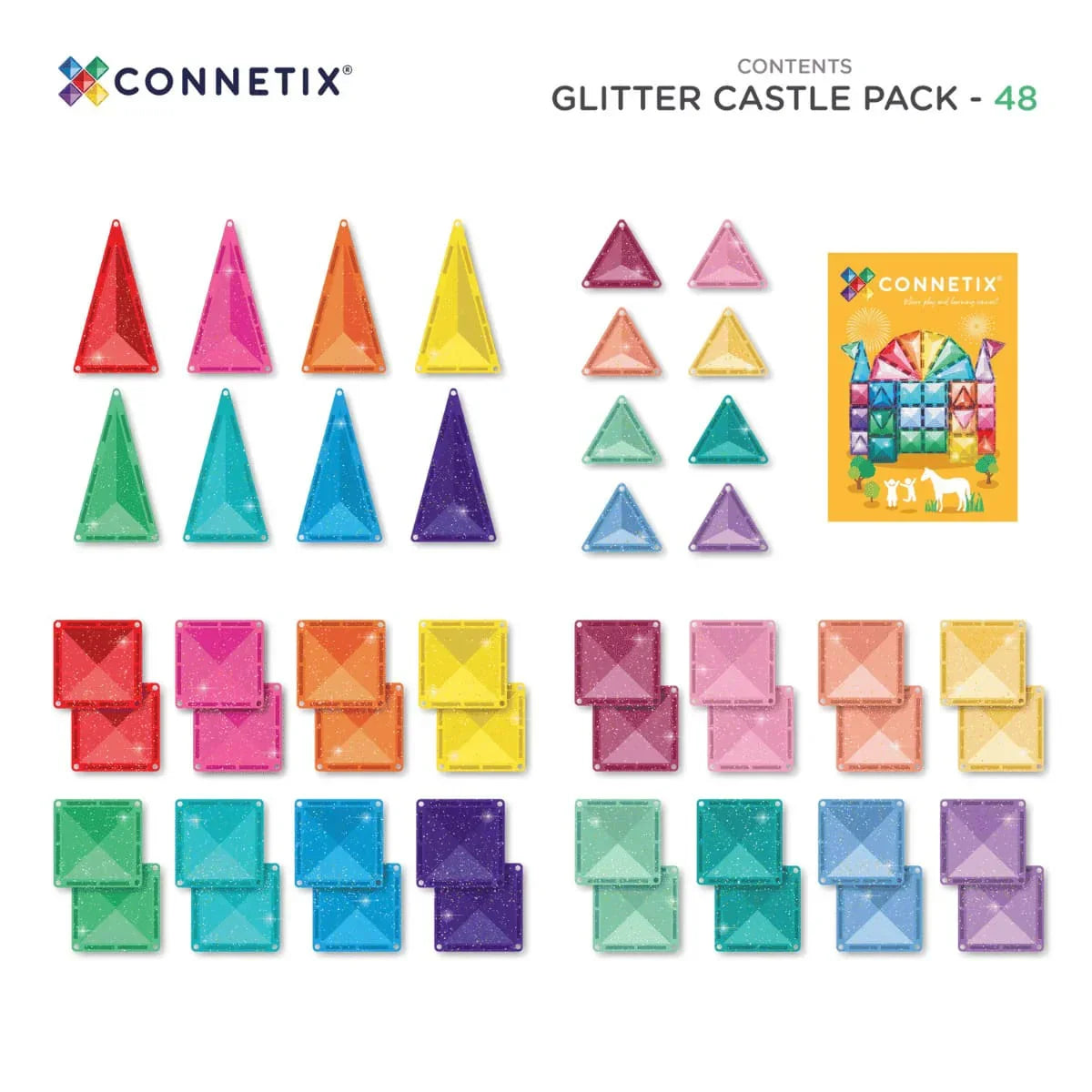 Connetix - Magnetne ploščice - Glitter Castle (48 kosov) - CT-G-00048-GP Luxbaby
