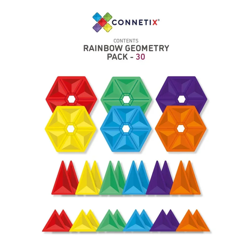 Connetix - Magnetic Tiles - Rainbow Geometry Pack (30 pieces)