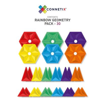 Connetix - Magnetic Tiles - Rainbow Geometry Pack (30 pieces)