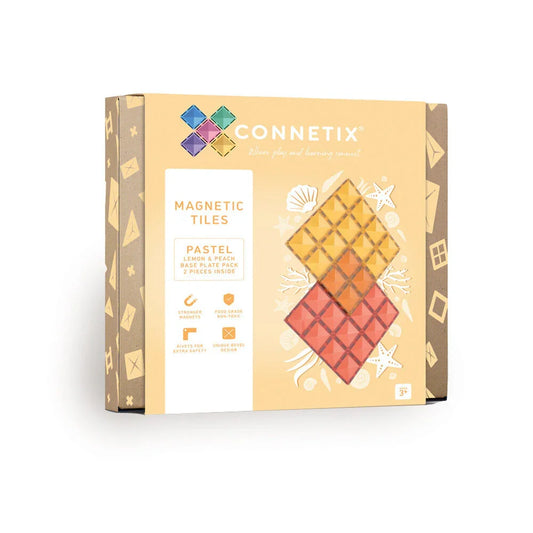 Connetix - Magnetne ploščice - Osnovni plošči Pastel Lemon & Peach (2 kosa) - CON-EU-P2BP-LP Luxbaby