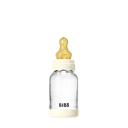 BIBS - Otroška steklena steklenička Boheme 120 ml, lateks - Ivory (počasen pretok)