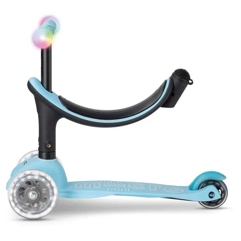 Micro - Otroški skiro Mini2Grow Deluxe Magic LED - Moder (4v1)