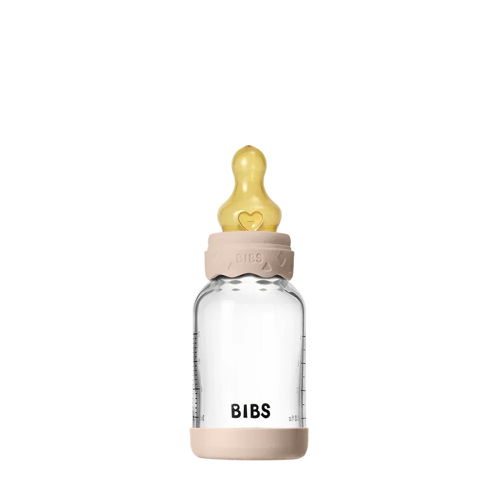 BIBS - Otroška steklena steklenička Boheme 120 ml, lateks - Blush (počasen pretok)